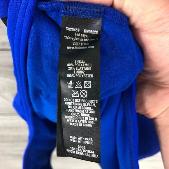 TED BAKER RALINDA TRIANGLE CUT ONE PIECE HALTER NWT BRIGHT BLUE Sz. 2 $129 - Picture 8 of 10